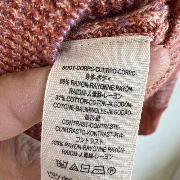 Free People Pull Over Sweater Women’s Small  Henley Cropped Buttons Pink Red - Picture 6 of 10